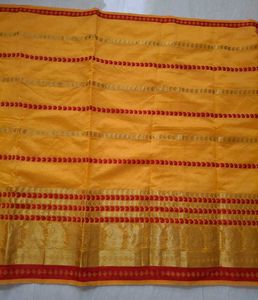 New Yellow Banarasi Saree with Red Border💫