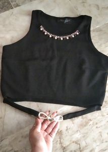 New Fancy Party Wear Black Crop Top