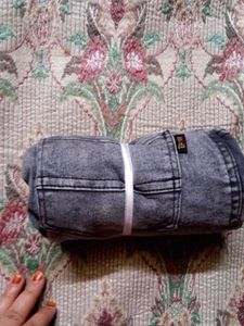 Gray Denim Cargo Joggers
