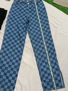 H&M Checkerboard Slit Jeans