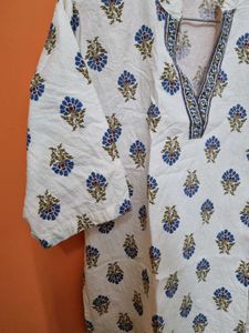 White Top with Blue Prints