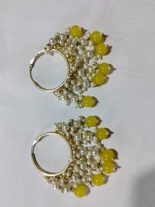 Boho Yellow Beaded Hoop Earrings