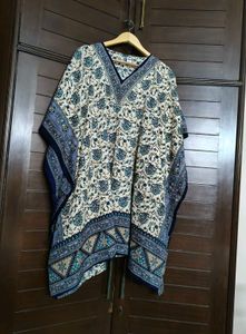 Women Beige Printed Embellished Kaftan Dress