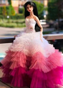 Pink Ombre Ruffle  Dress. Top And Skirt