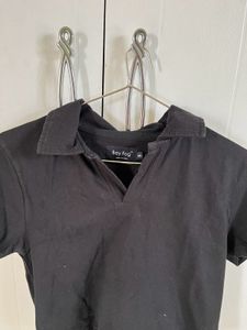 Black Polo Crop T-shirt