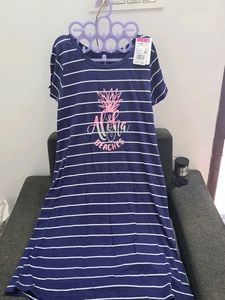 SHYLA Striped Round-Neck Nightshirt