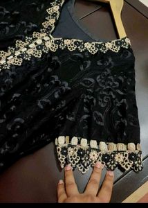 Black Golden Work Suit Salwar With Dupatta 42 Bust