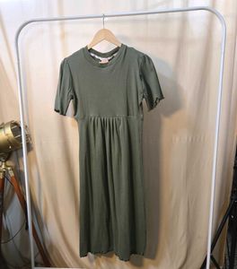 Olive Green Ribbed Dress