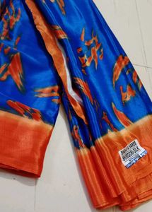 Blue &amp; Orange Shibori Silk Saree