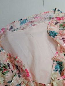 Sandal pink green Floral Flared gown..