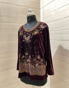 Imported Embroidered Velvet Top