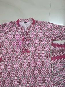 Pink Diamond Print Kurti Set