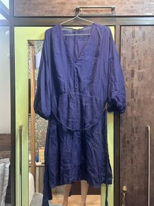 Mango Navy Blue A-line Casual Dress