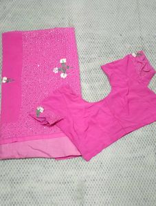 Pink Embroidered Saree