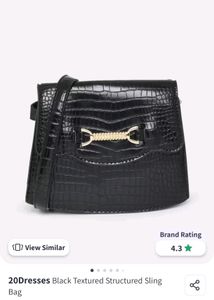Twenty Dresses Black Structured Sling Bag..