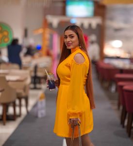 Shoulder cutout flare dress