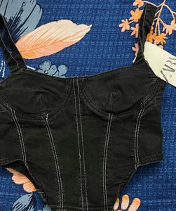 Zara Denim Corset Top