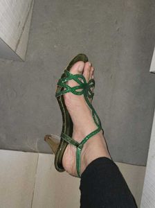 Metro Embellished Green Heels.