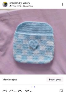 Crochet ghigham pouch