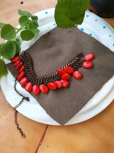 Boho Red Bead Necklace