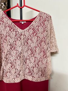 Lace Top Red Dress