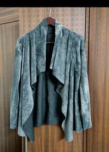 Gray Velvet Open Front Cardigan 🩶