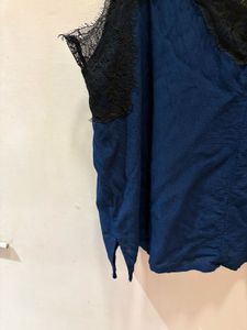 Zara Navy Lace Trim Top