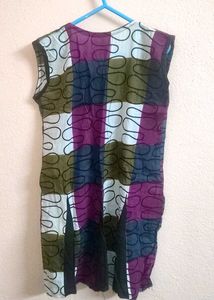Abstract Patchwork Sleeveless Tunic