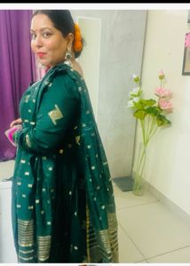 Green Silk Embroidered Kurta Set Fixed Price