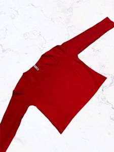 Red Long Sleeve Crop Top
