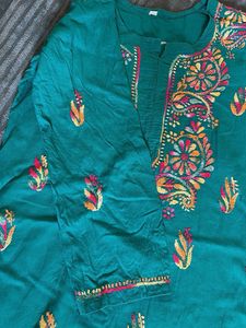 Green Embroidered Kurta