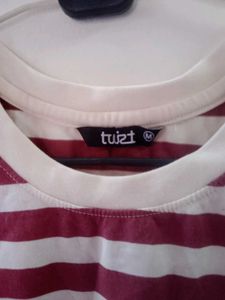 Mauve striped Cropped tshirt