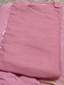 Pink Hand Work Suit Riyon Bottom
