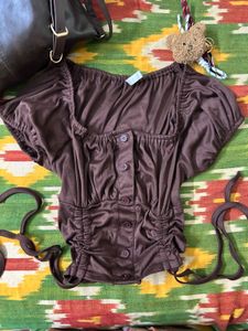 Rich chocolate brown Milkmaid Top