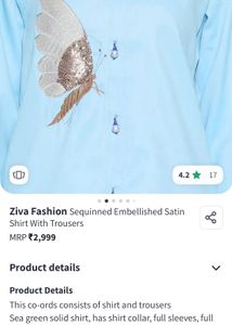 new Blue Embroidered co-ord set