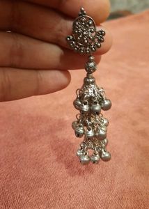 Boho Silver Jhumka Earrings