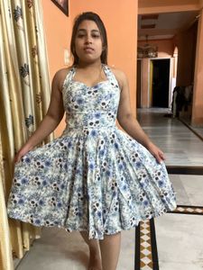 Pintrest korean Floral Fit &amp; Flare Dress with pock