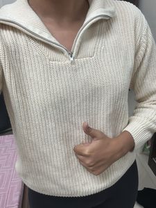 H&amp;M Cream Knit Quarter Zip