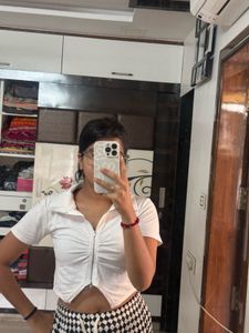 White Zip-Up Crop Top