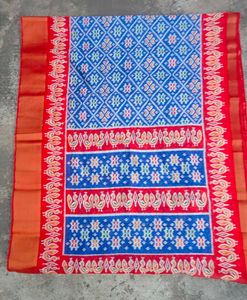 Blue &amp; Red Patola Saree