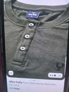 Allen Solly Olive Henley T-Shirt