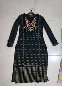 Woollens By W - Black Embroidered Kurta