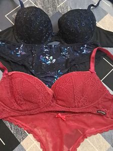 combo Of Four laces imported fabric bra n panty