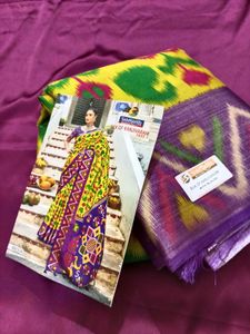 Elegant Yellow &amp; Purple Saree