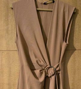 Zara Brown Belt Jumpsuit Classic Office