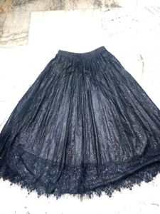 Lace Trim Midi Skirt