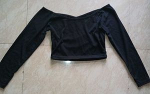 Black Off-the-Shoulder Crop Top