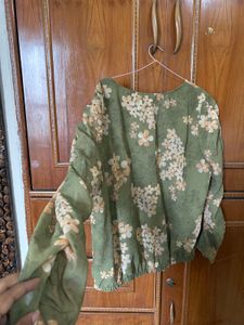 Floral Print Green Blouse