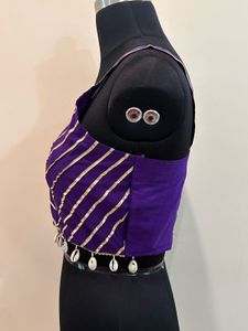 Purple Striped Shell Crop Top
