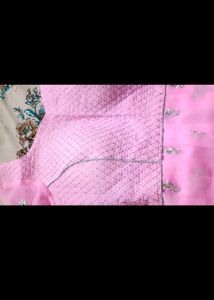 Pink Floral Embroidered Fabric